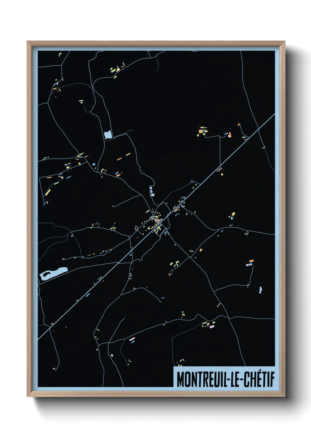 Une affiche de carte sur Montreuil-le-Chétif