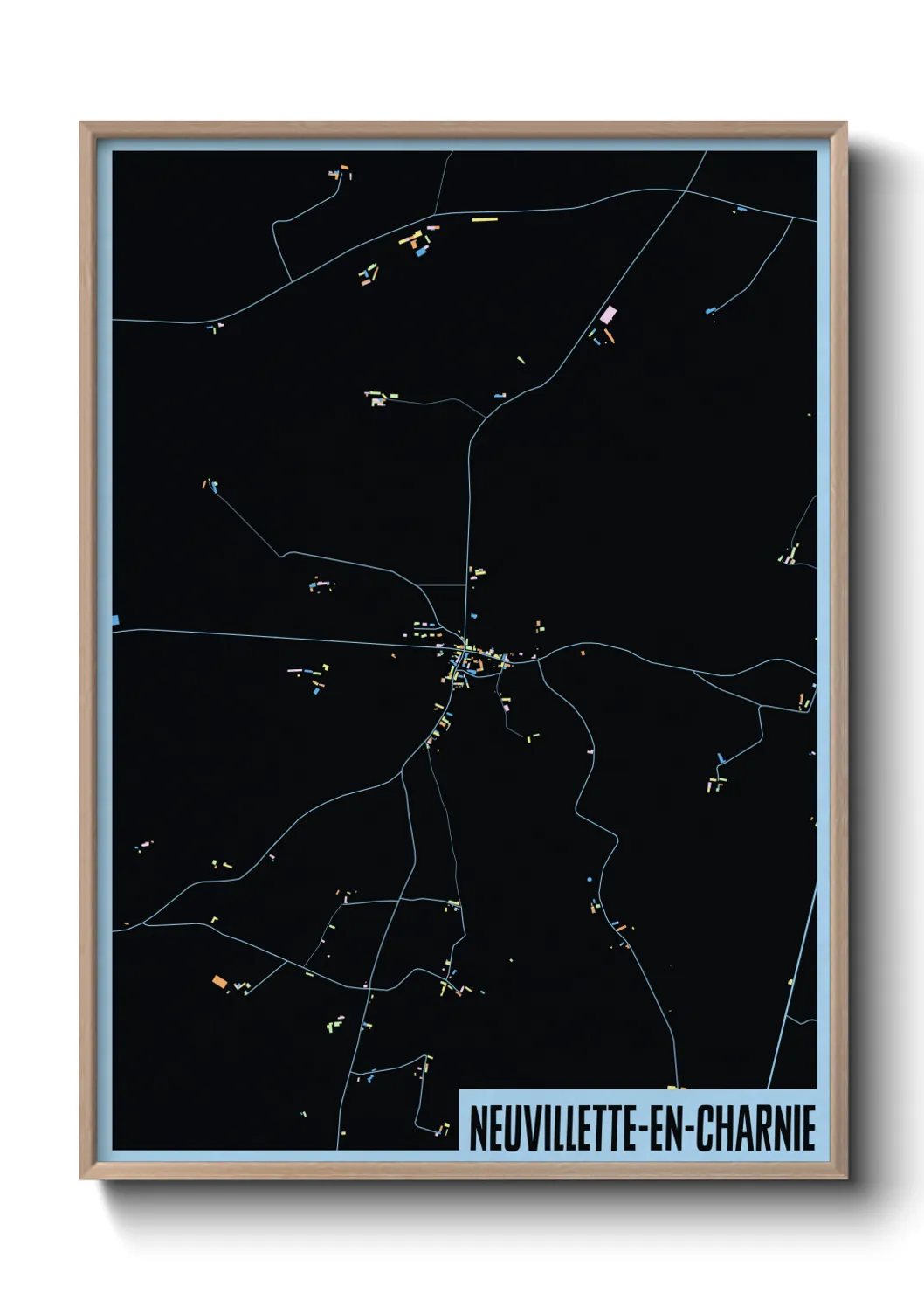 Une affiche de carte sur Neuvillette-en-Charnie