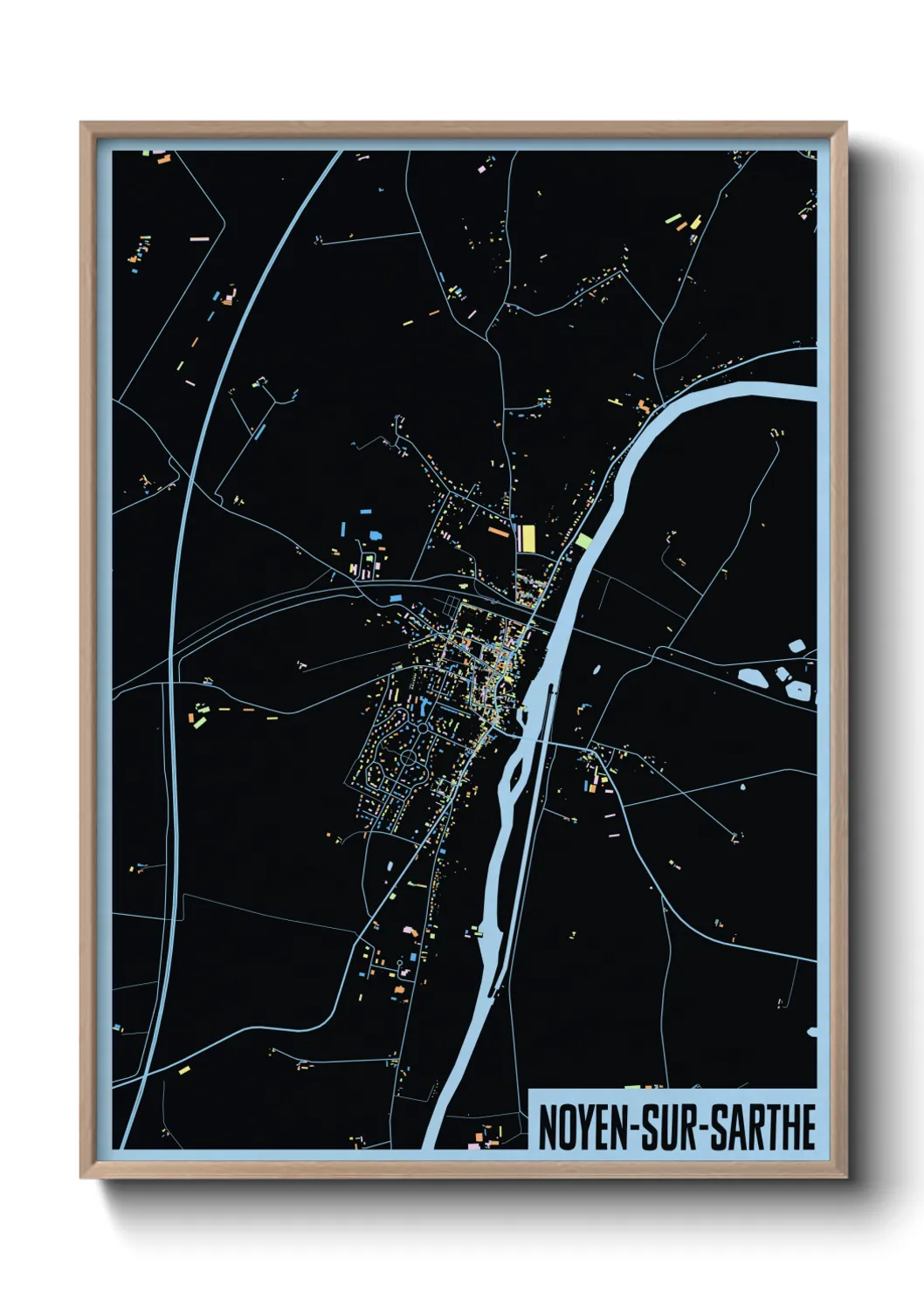 Une affiche de carte sur Noyen-sur-Sarthe