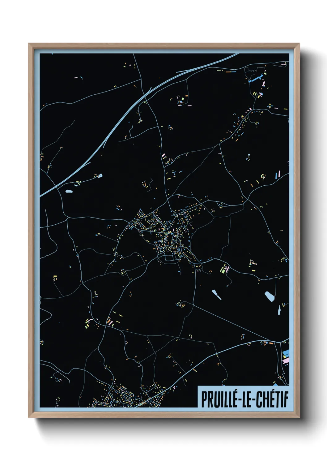 Une affiche de carte sur Pruillé-le-Chétif