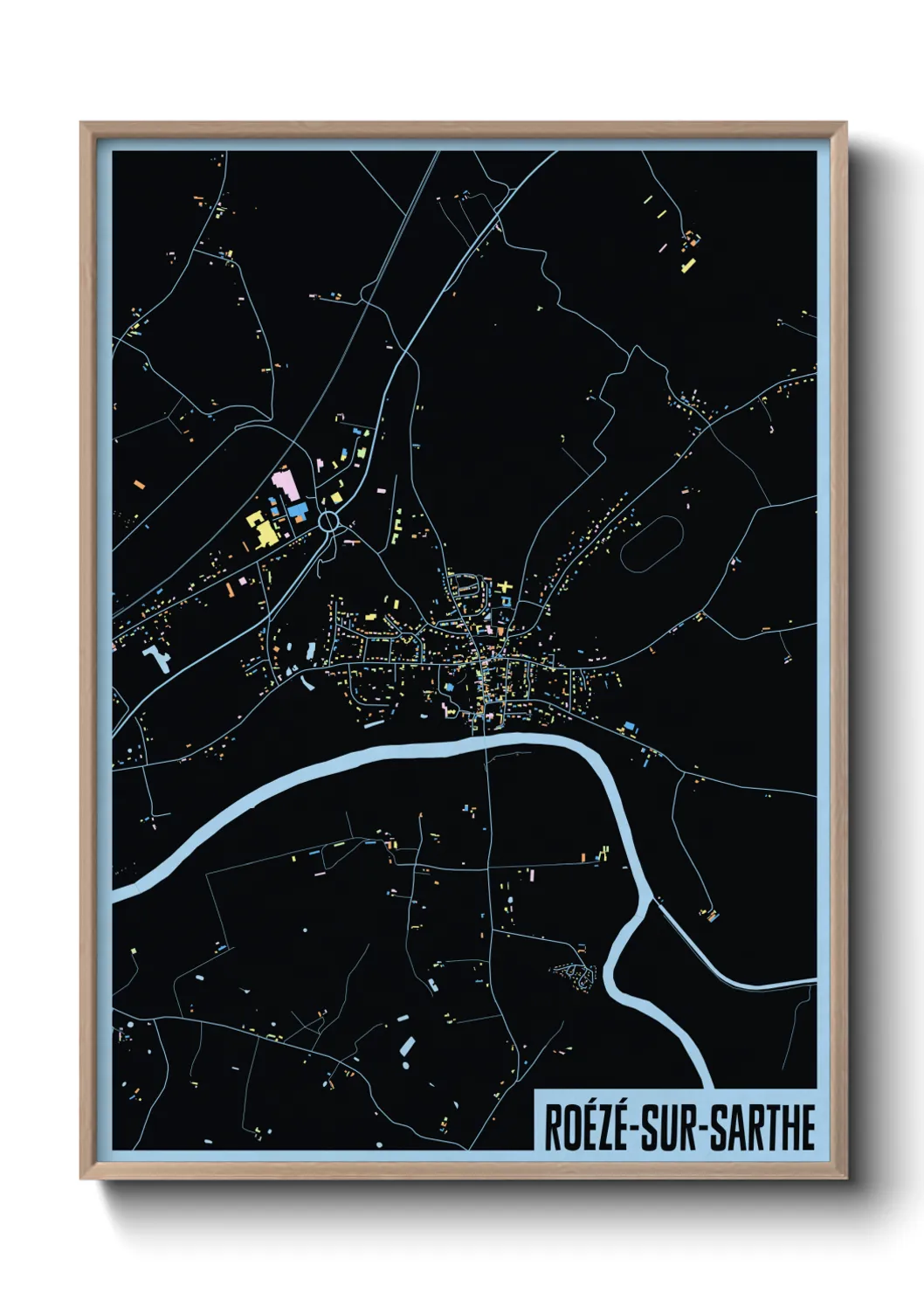 Une affiche de carte sur Roézé-sur-Sarthe