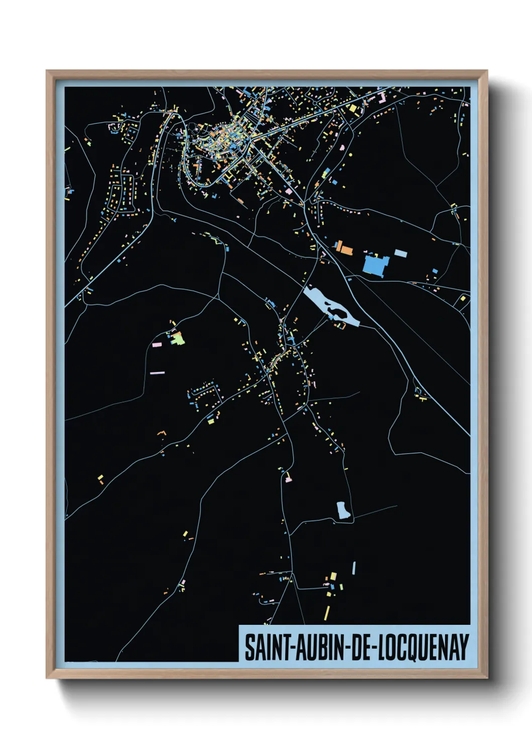 Une affiche de carte sur Saint-Aubin-de-Locquenay