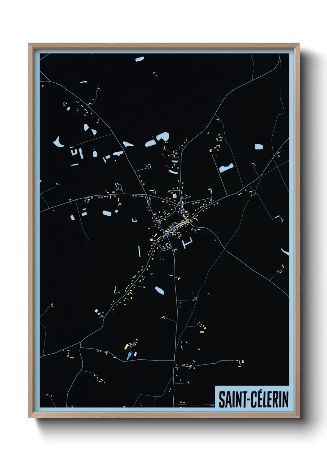 Une affiche de carte sur Saint-Célerin