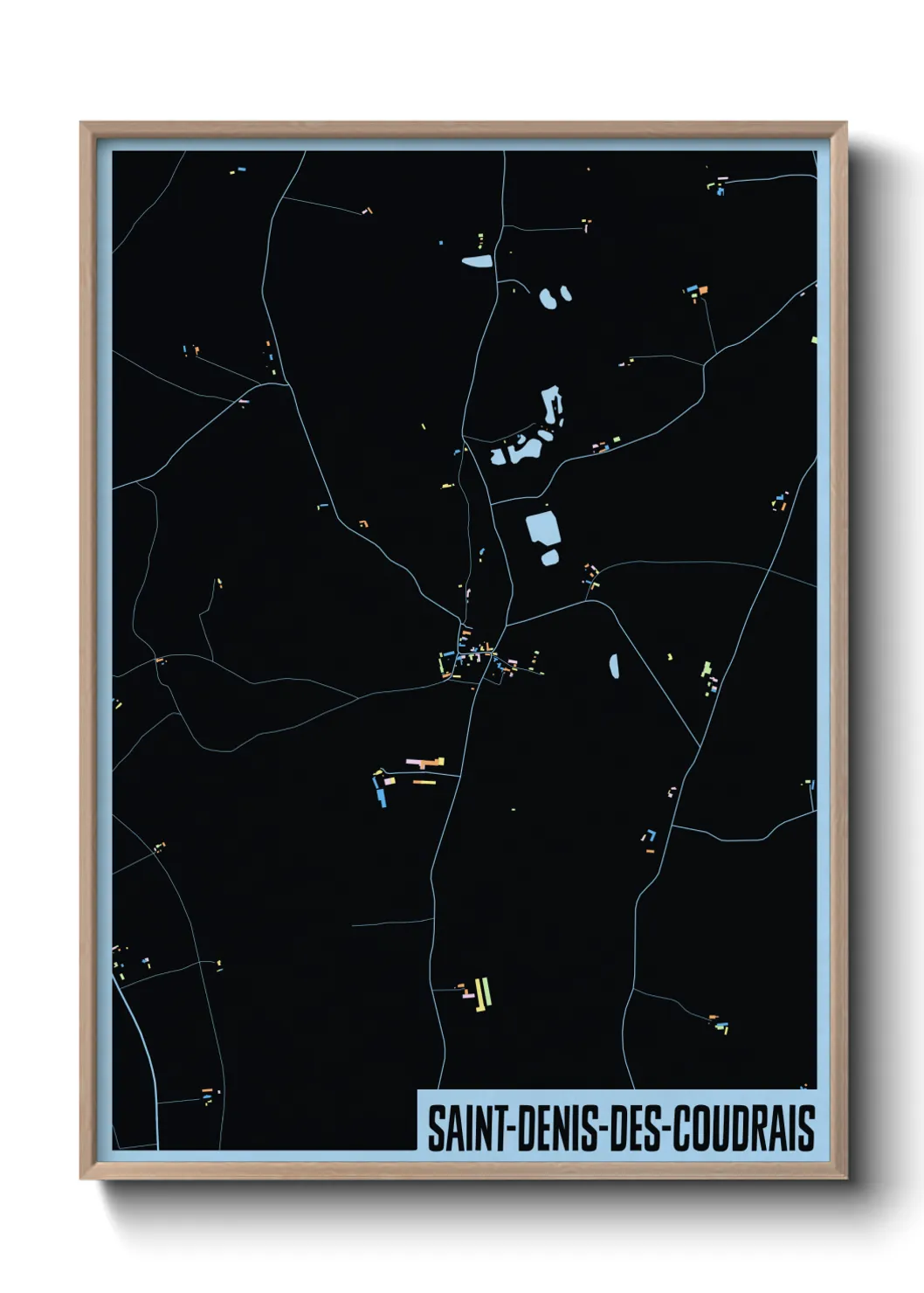 Une affiche de carte sur Saint-Denis-des-Coudrais