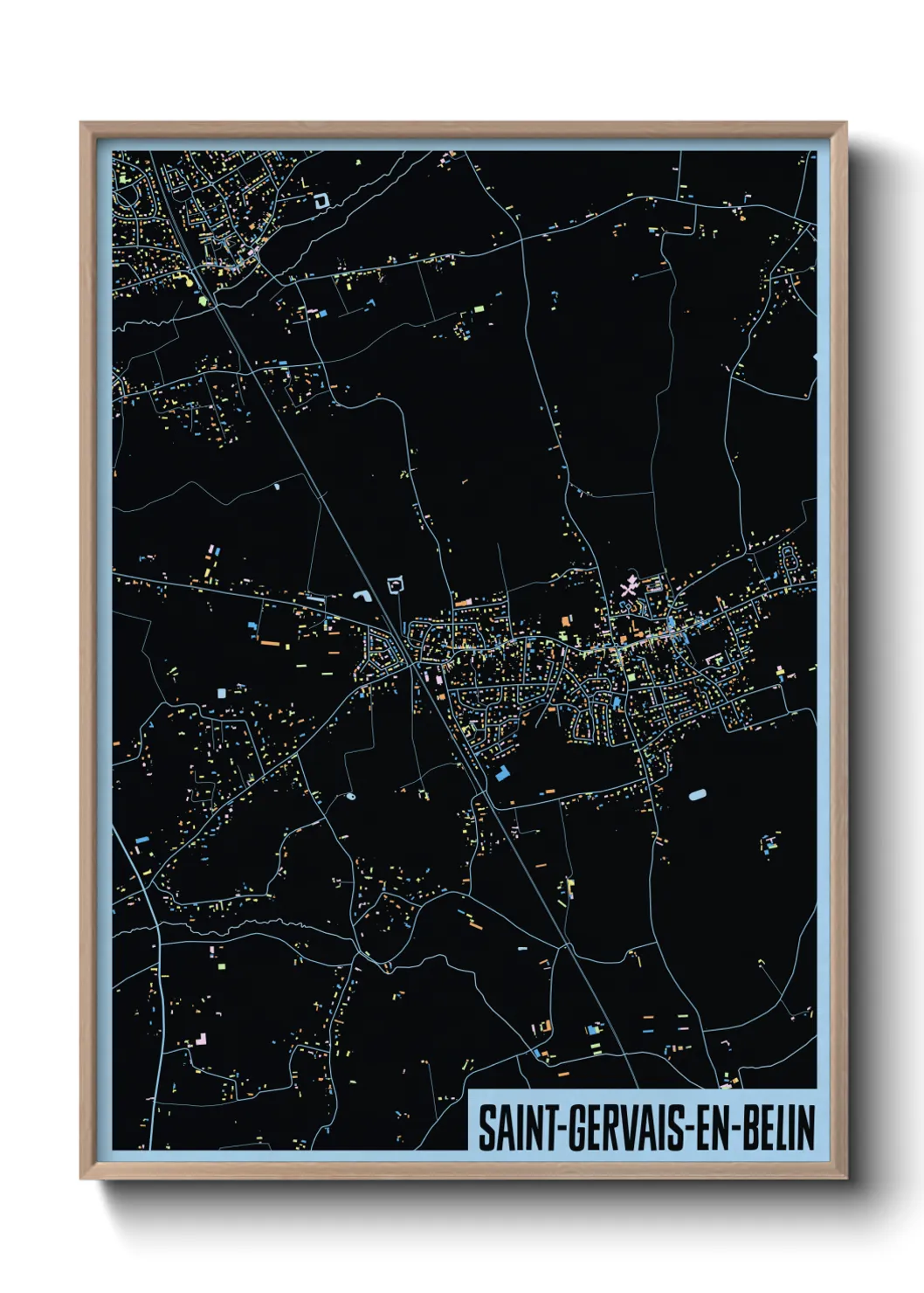 Une affiche de carte sur Saint-Gervais-en-Belin