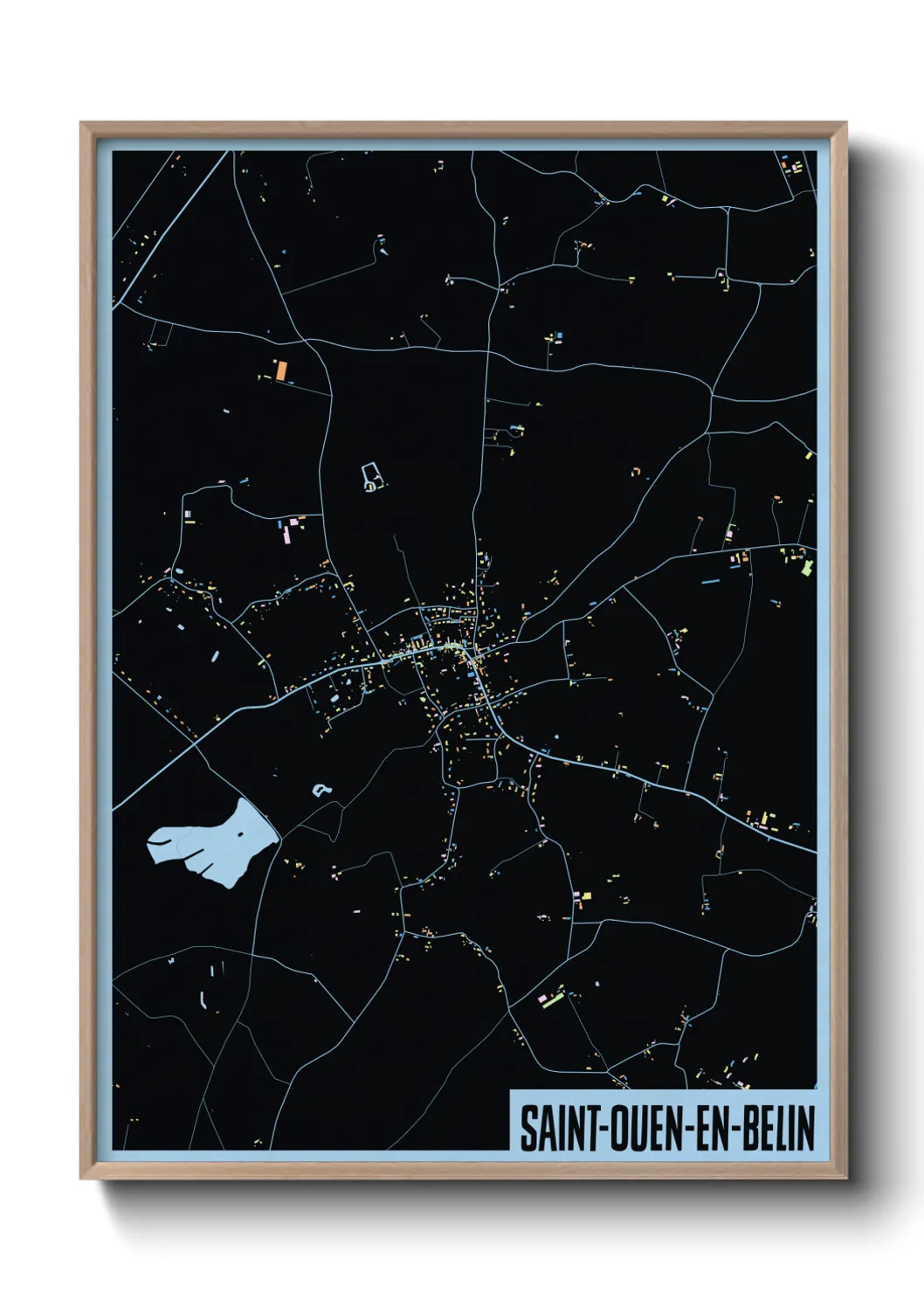 Une affiche de carte sur Saint-Ouen-en-Belin