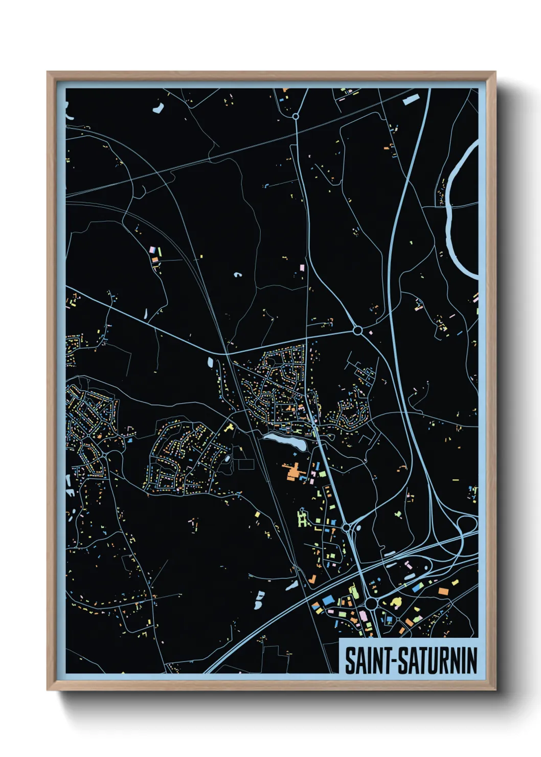 Une affiche de carte sur Saint-Saturnin