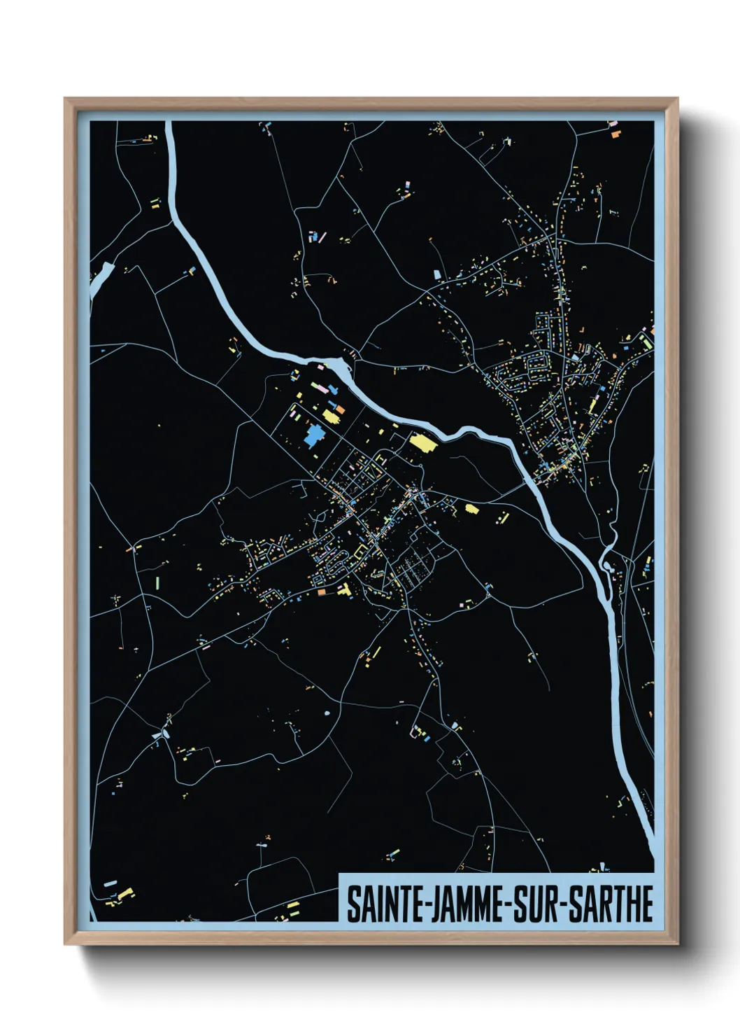 Une affiche de carte sur Sainte-Jamme-sur-Sarthe