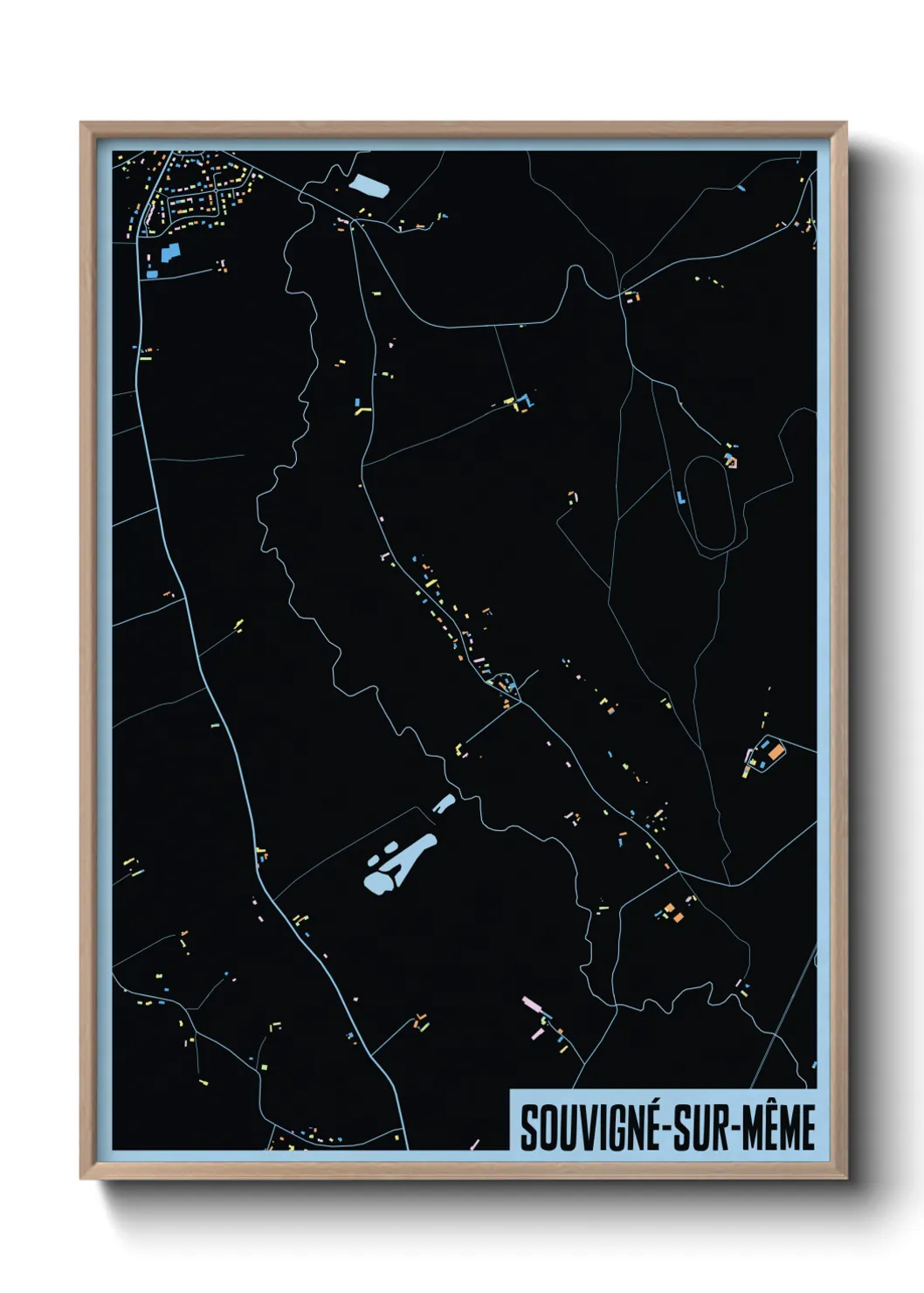 Une affiche de carte sur Souvigné-sur-Même