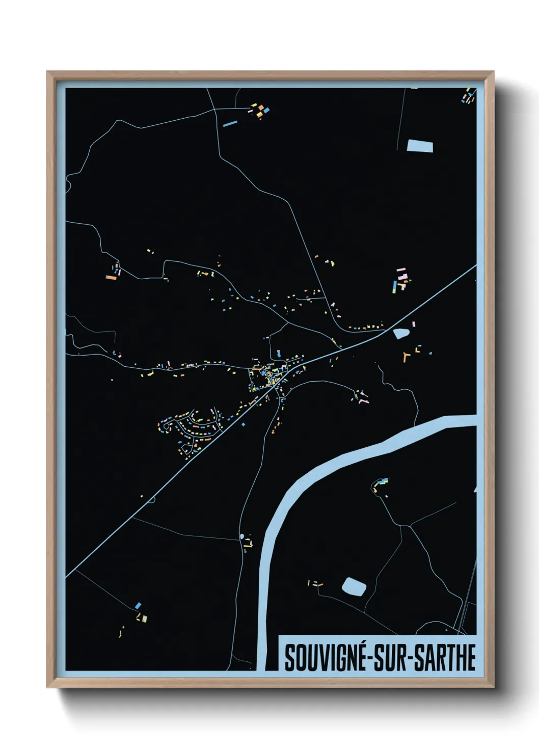 Une affiche de carte sur Souvigné-sur-Sarthe