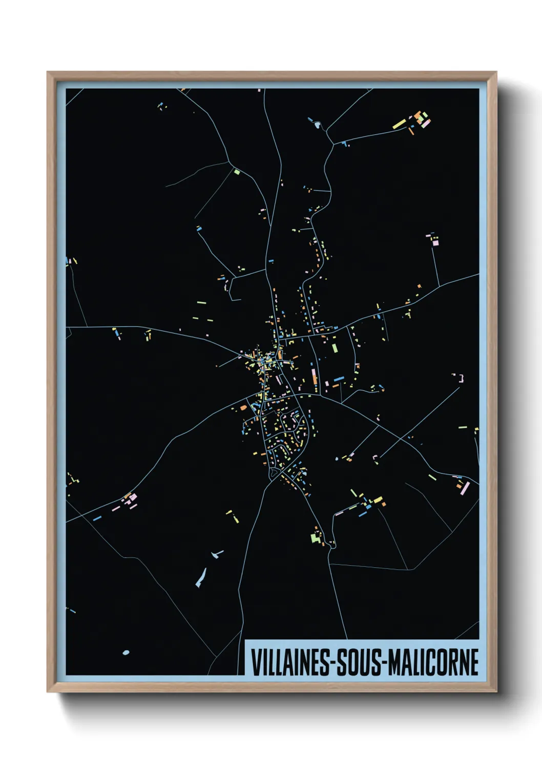 Une affiche de carte sur Villaines-sous-Malicorne