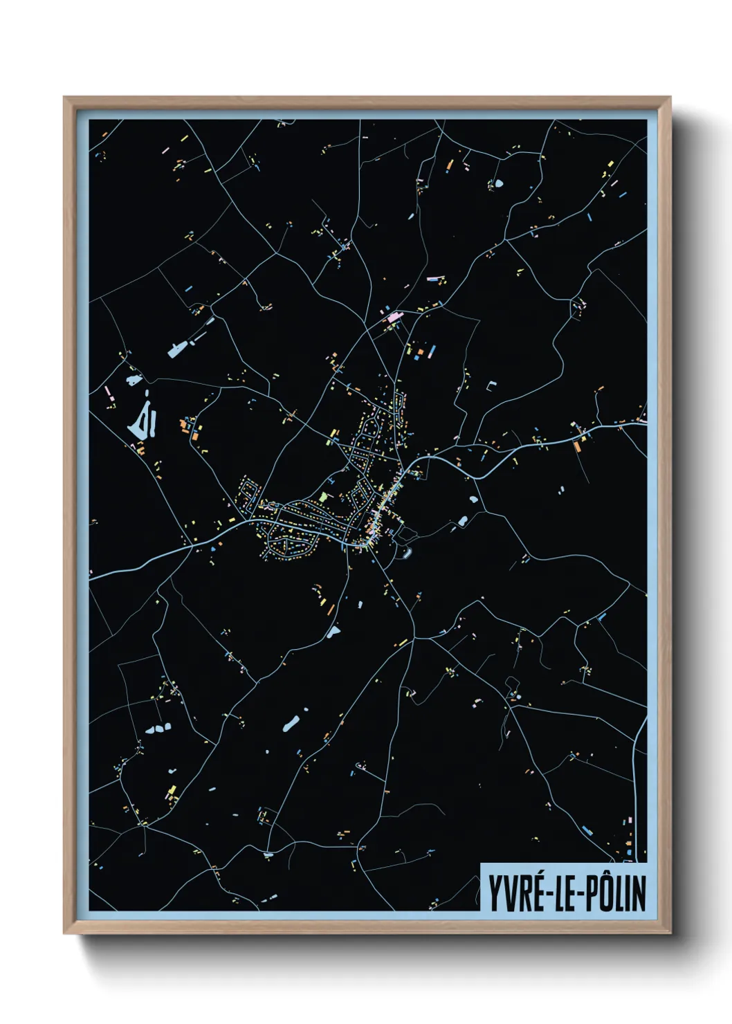 Une affiche de carte sur Yvré-le-Pôlin