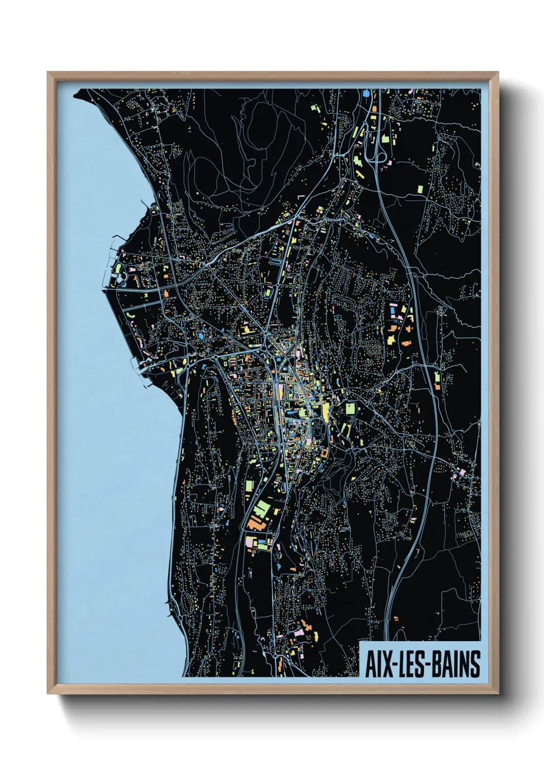 Une affiche de carte sur Aix-les-Bains