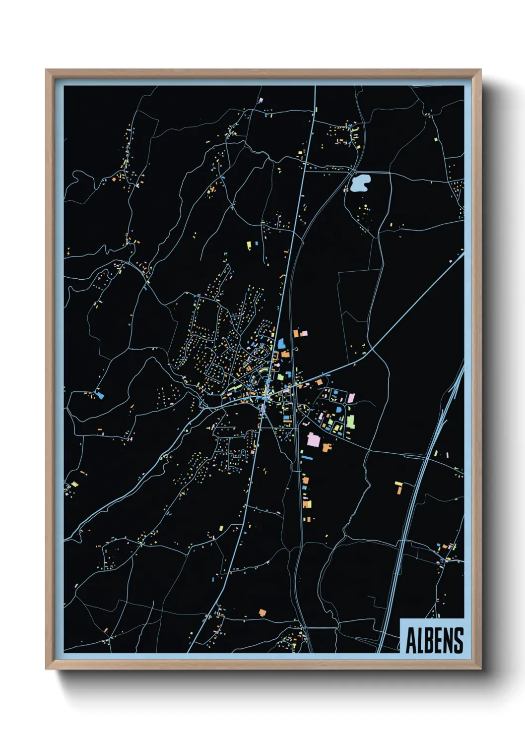 Une affiche de carte sur Albens