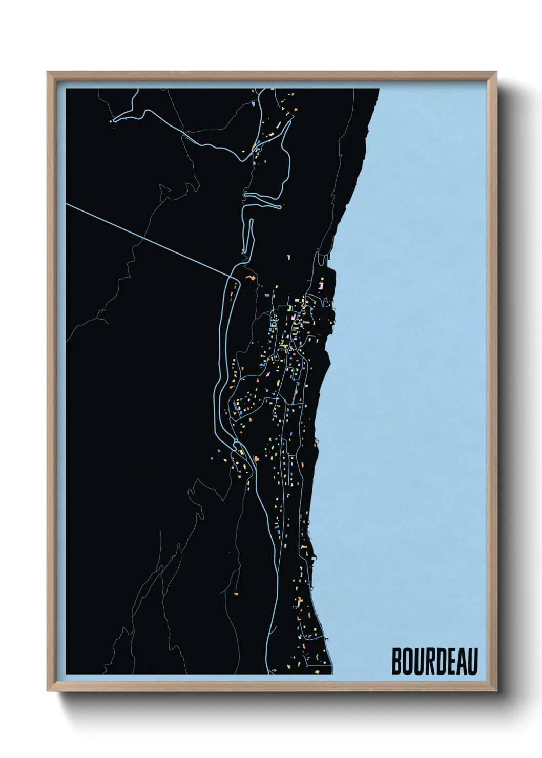 Une affiche de carte sur Bourdeau