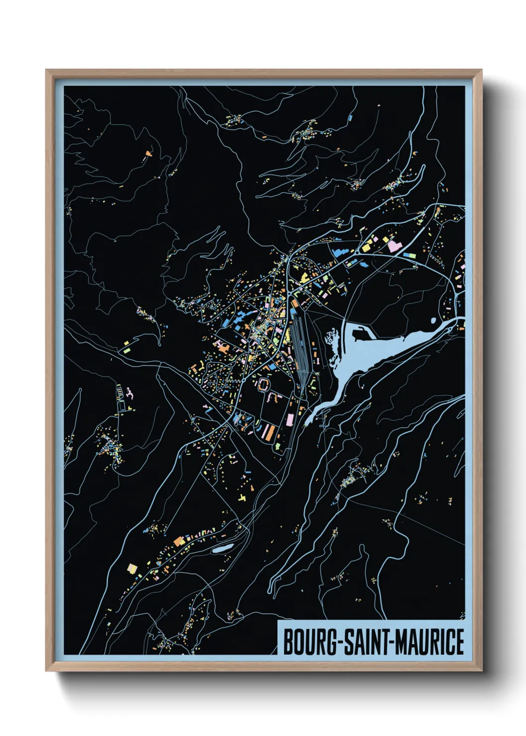 Une affiche de carte sur Bourg-Saint-Maurice