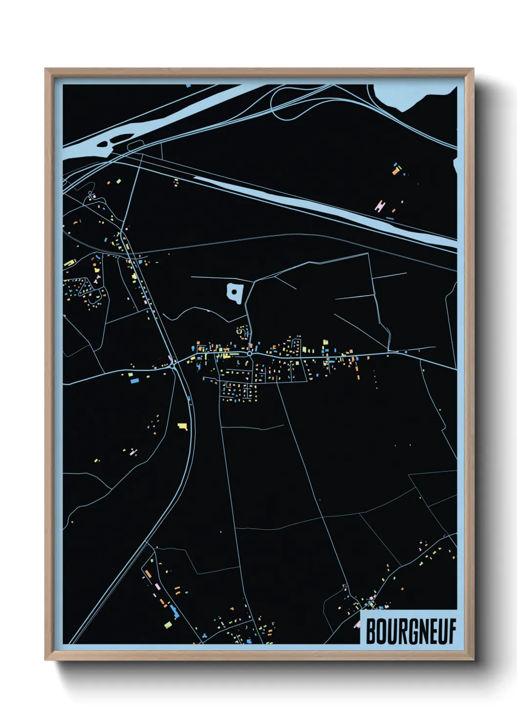 Une affiche de carte sur Bourgneuf