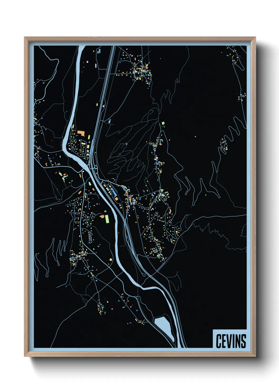 Une affiche de carte sur Cevins