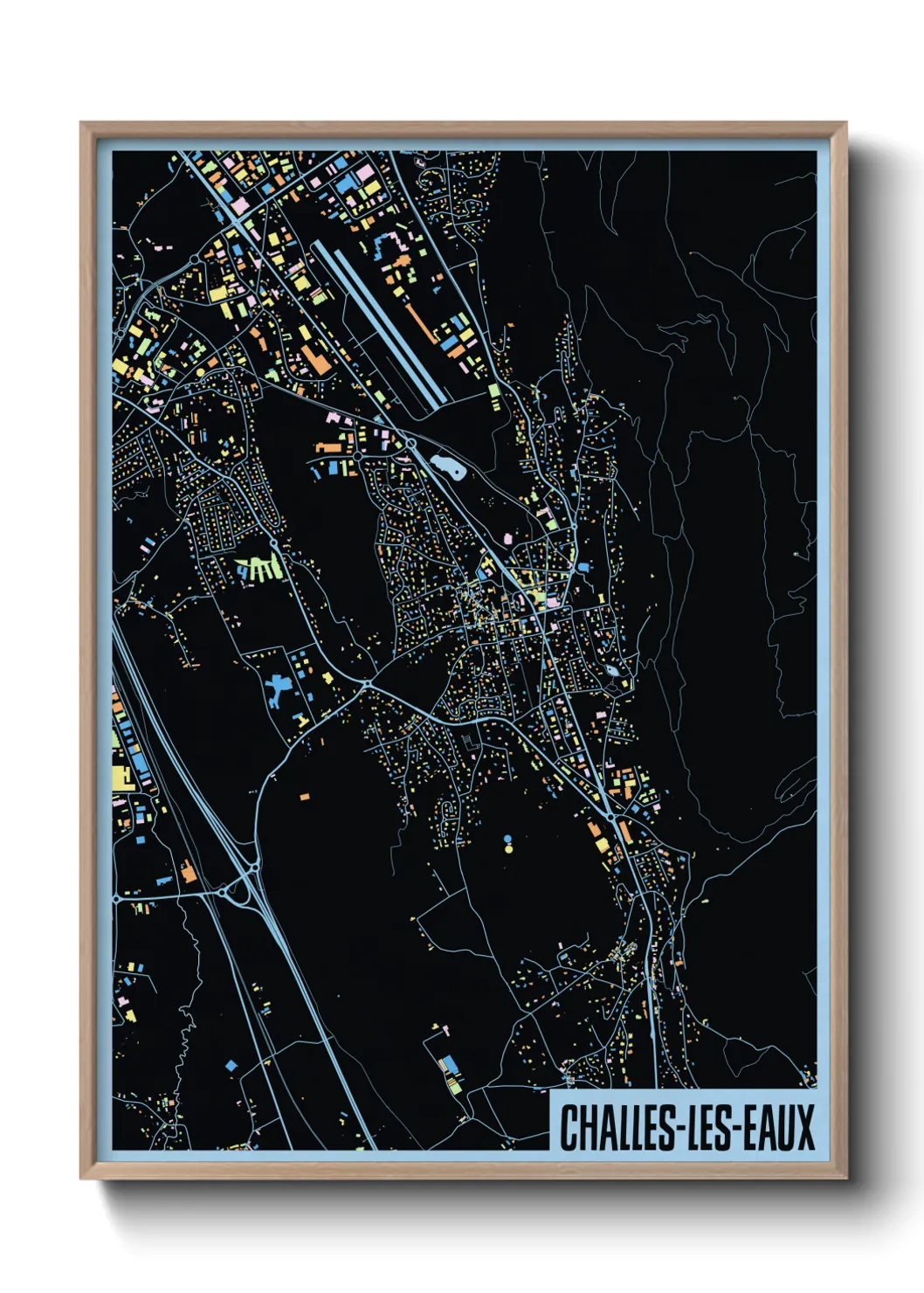 Une affiche de carte sur Challes-les-Eaux