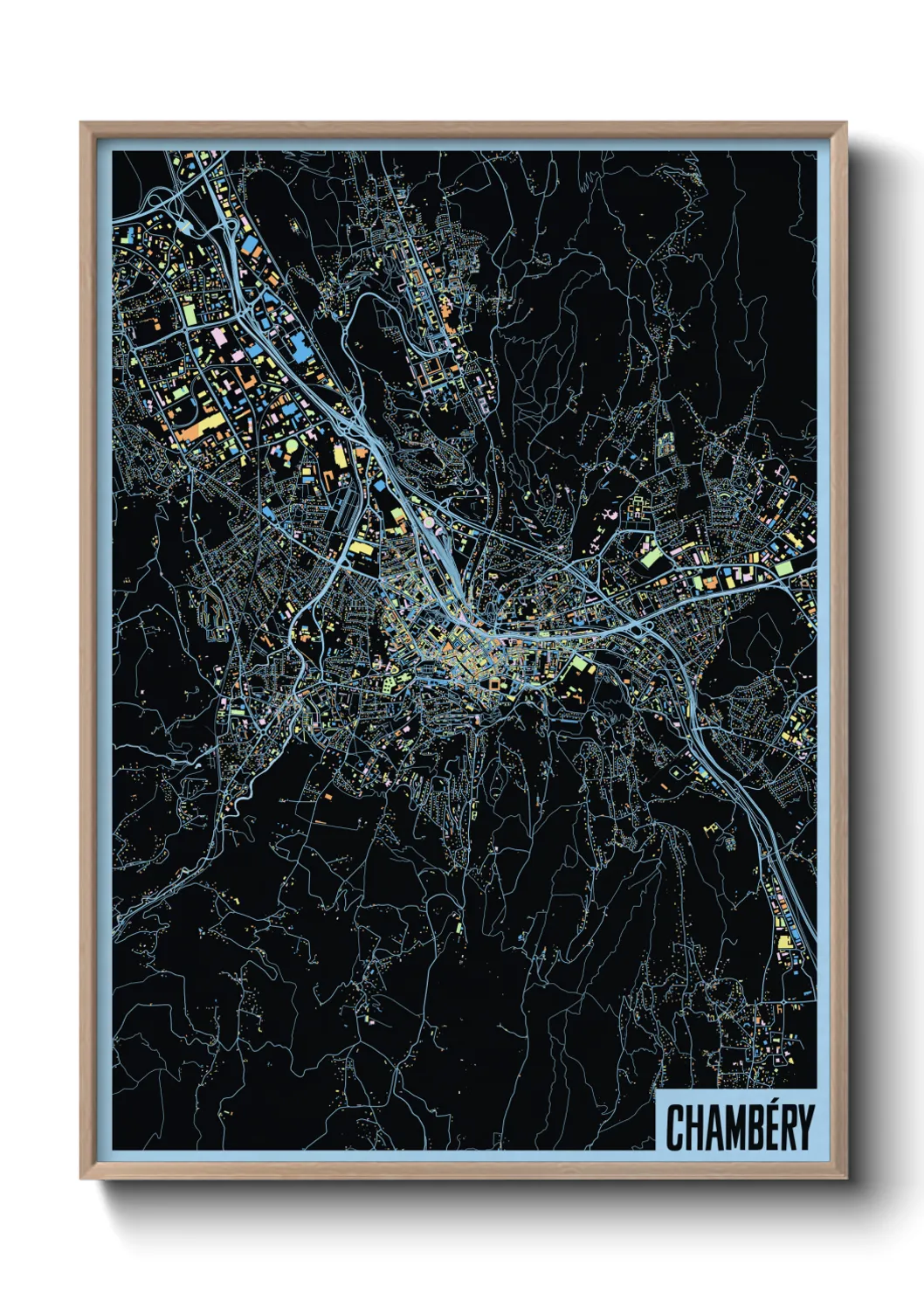 Une affiche de carte sur Chambéry