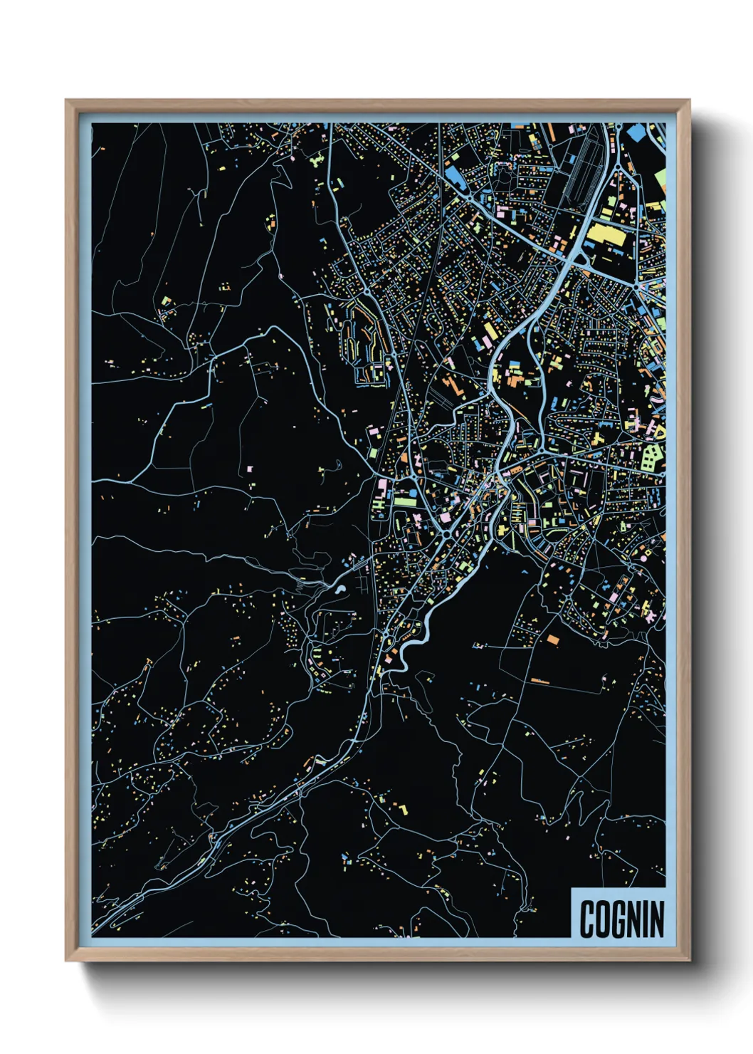 Une affiche de carte sur Cognin