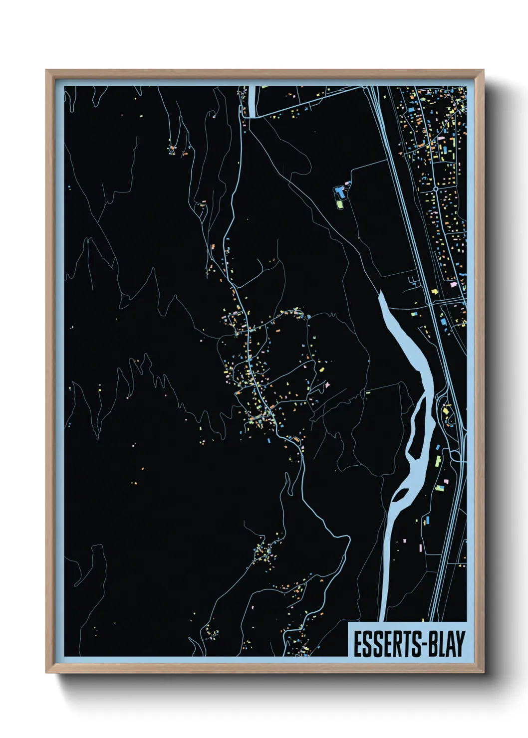 Une affiche de carte sur Esserts-Blay