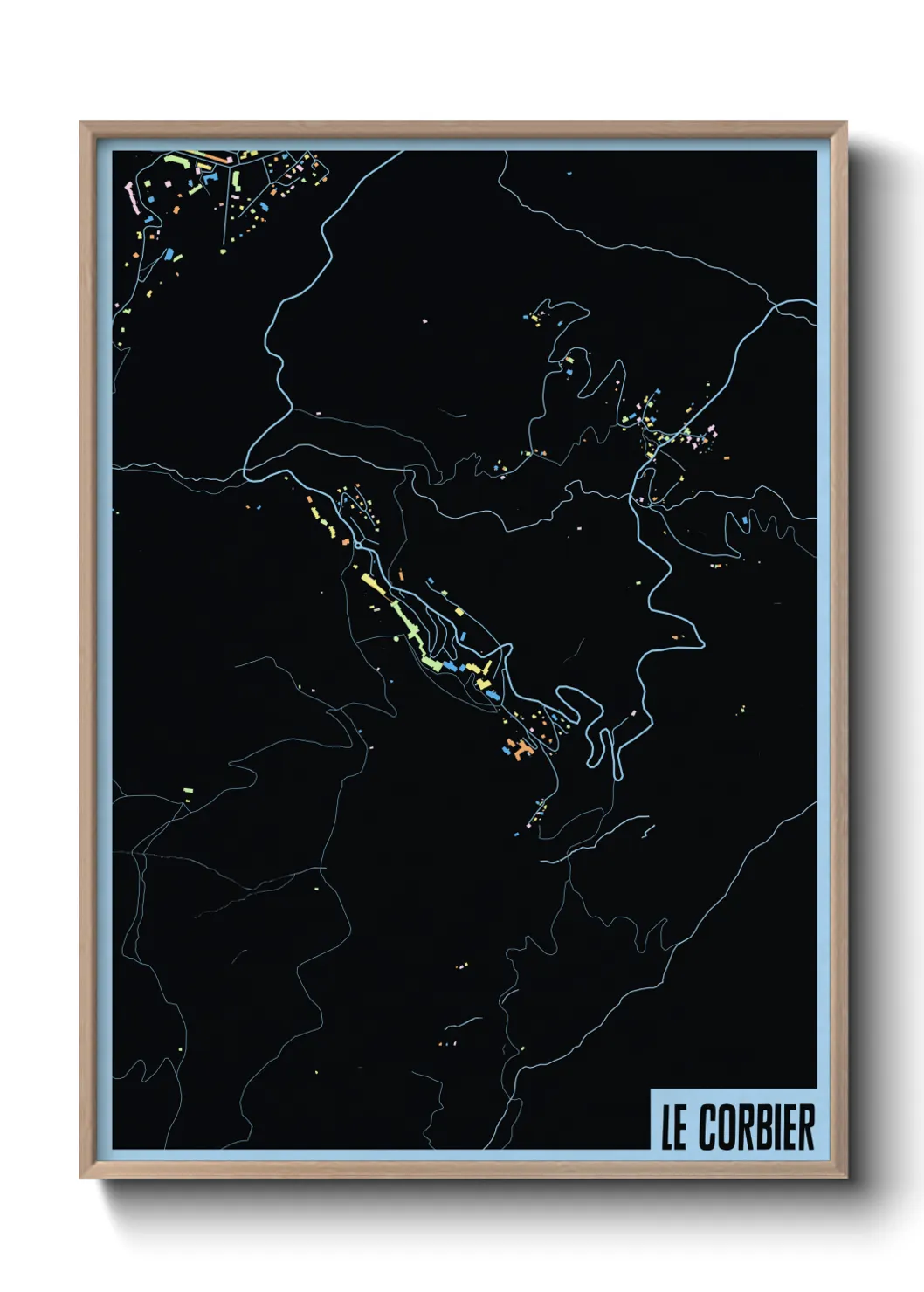 Une affiche de carte sur Le Corbier