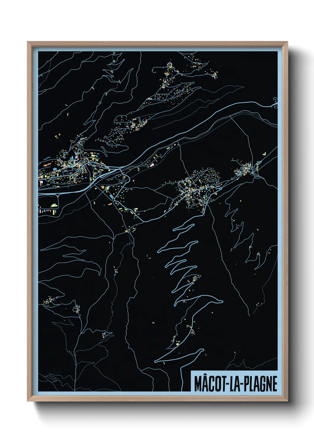 Une affiche de carte sur Mâcot-la-Plagne