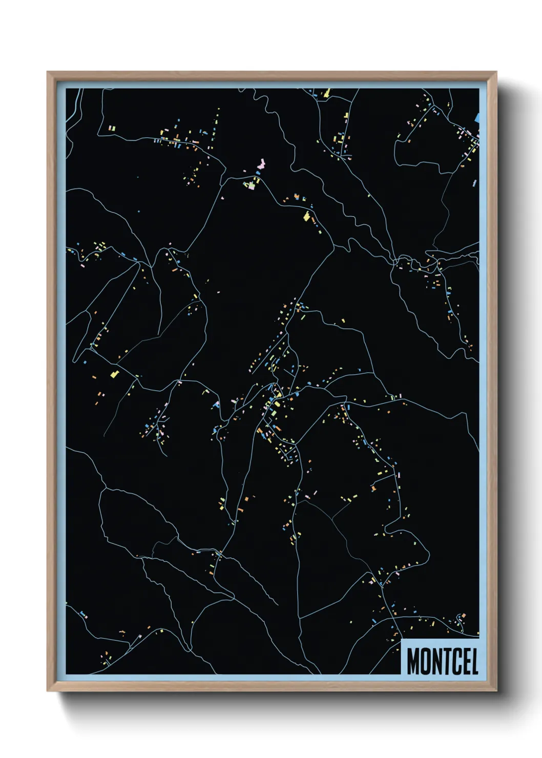 Une affiche de carte sur Montcel