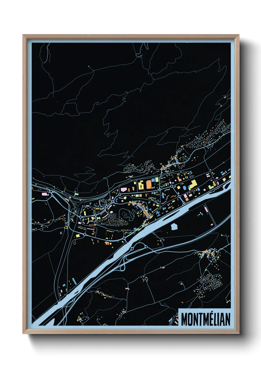 Une affiche de carte sur Montmélian