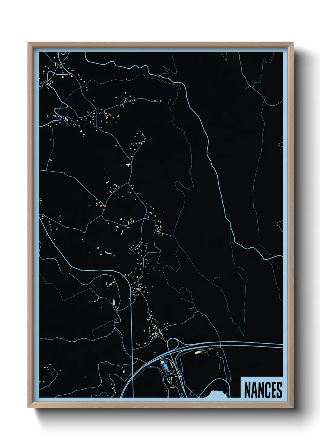 Une affiche de carte sur Nances