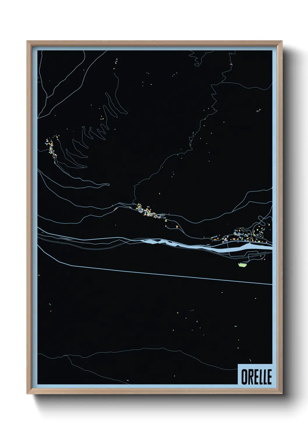 Une affiche de carte sur Orelle