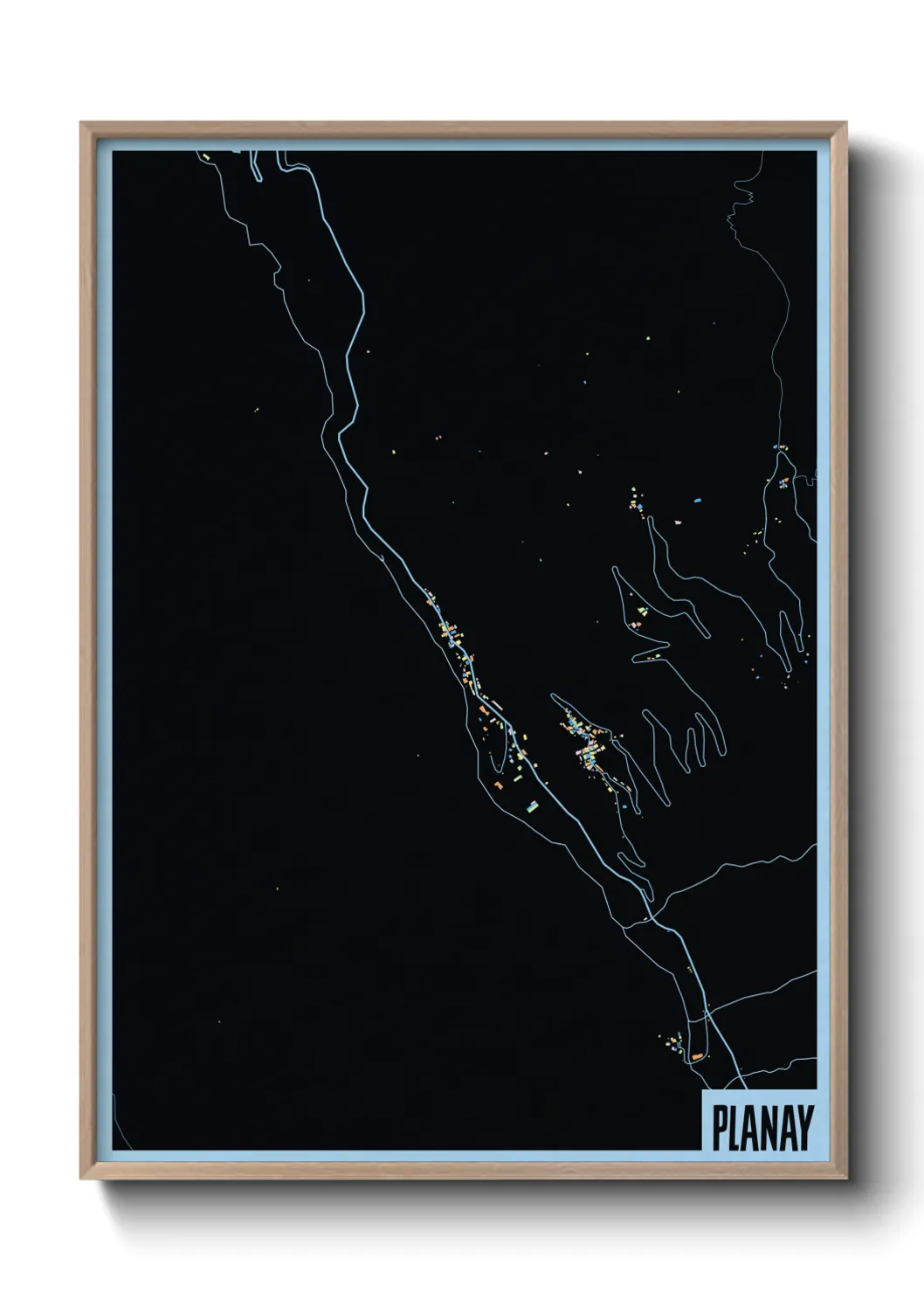 Une affiche de carte sur Planay