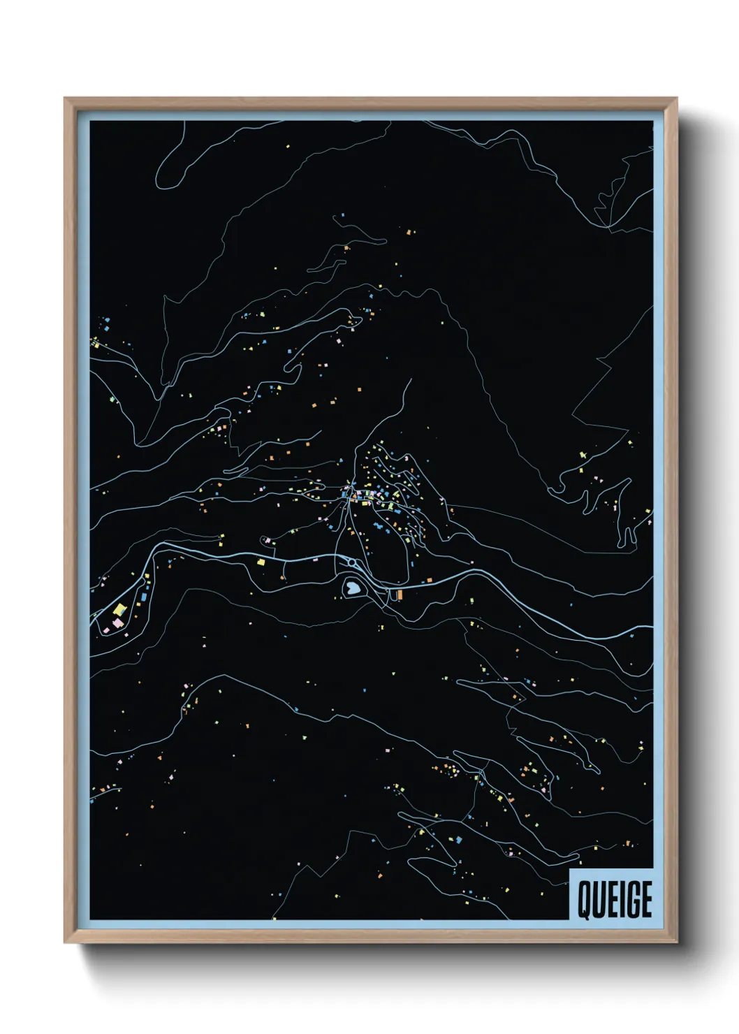 Une affiche de carte sur Queige