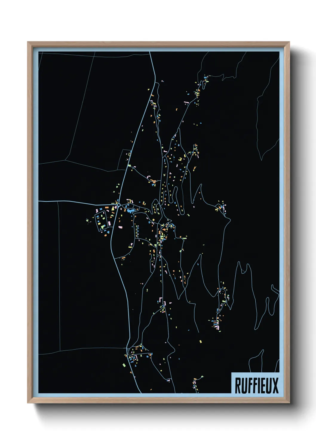 Une affiche de carte sur Ruffieux