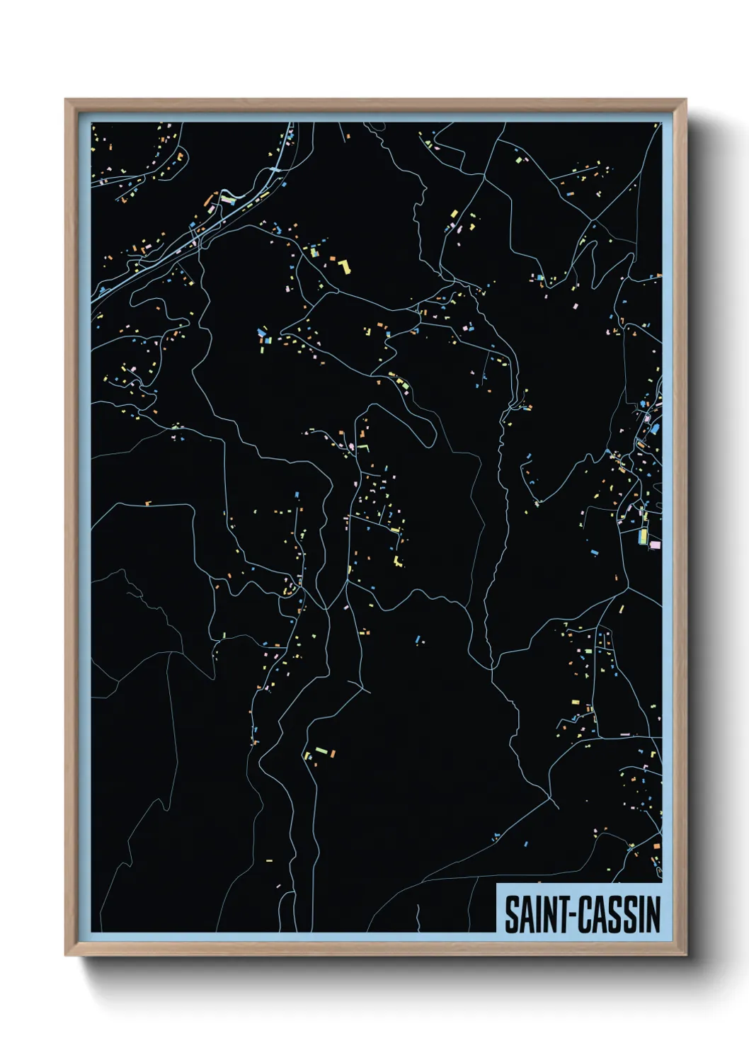 Une affiche de carte sur Saint-Cassin