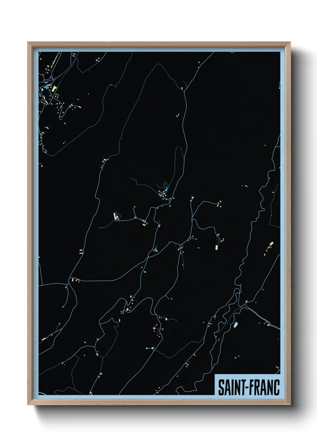 Une affiche de carte sur Saint-Franc