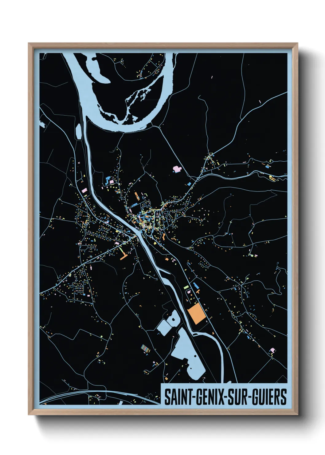 Une affiche de carte sur Saint-Genix-sur-Guiers