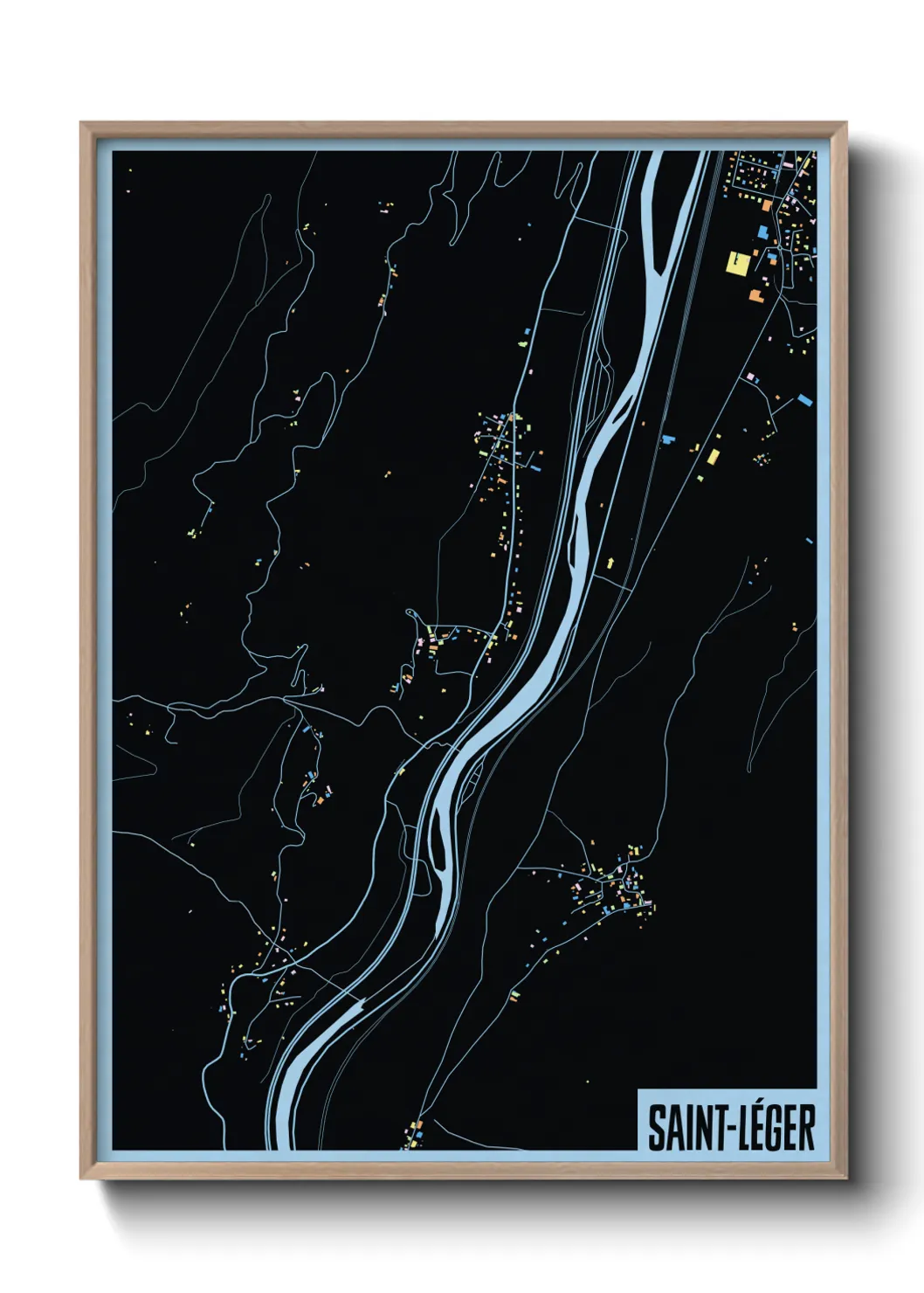 Une affiche de carte sur Saint-Léger