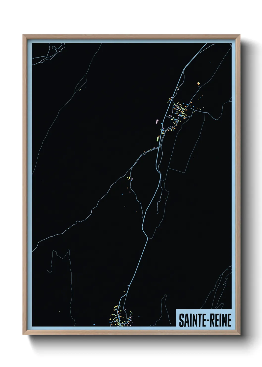 Une affiche de carte sur Sainte-Reine