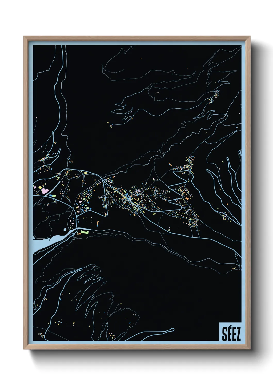 Une affiche de carte sur Séez