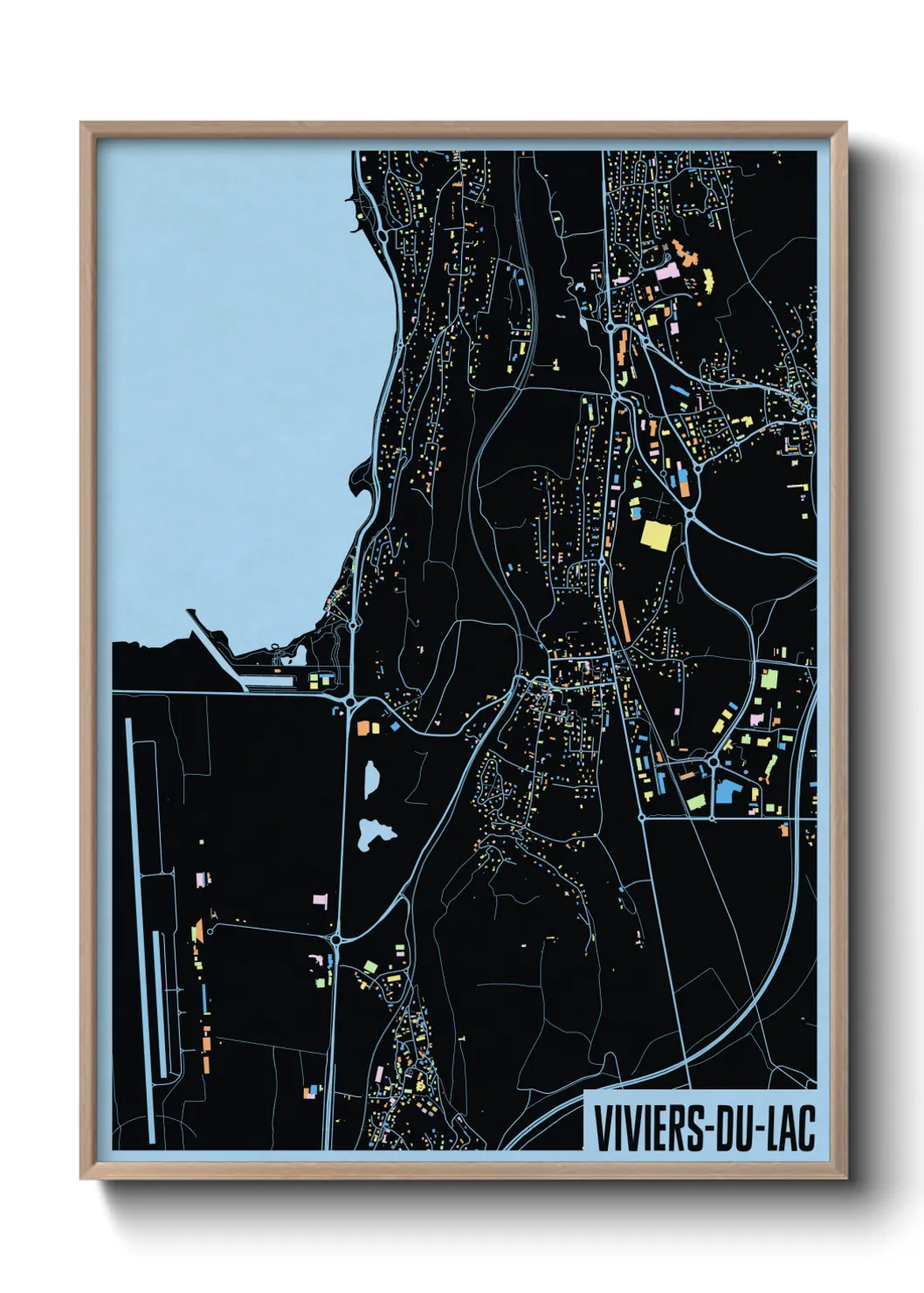 Une affiche de carte sur Viviers-du-Lac