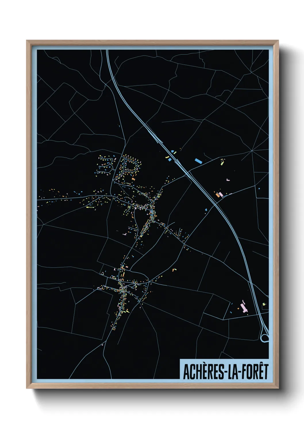 Une affiche de carte sur Achères-la-Forêt