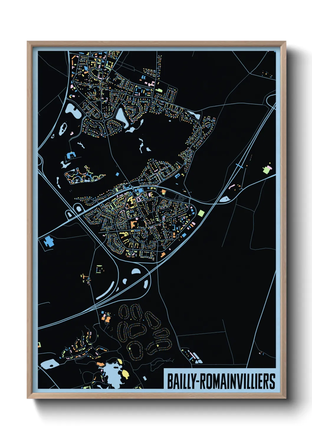 Une affiche de carte sur Bailly-Romainvilliers