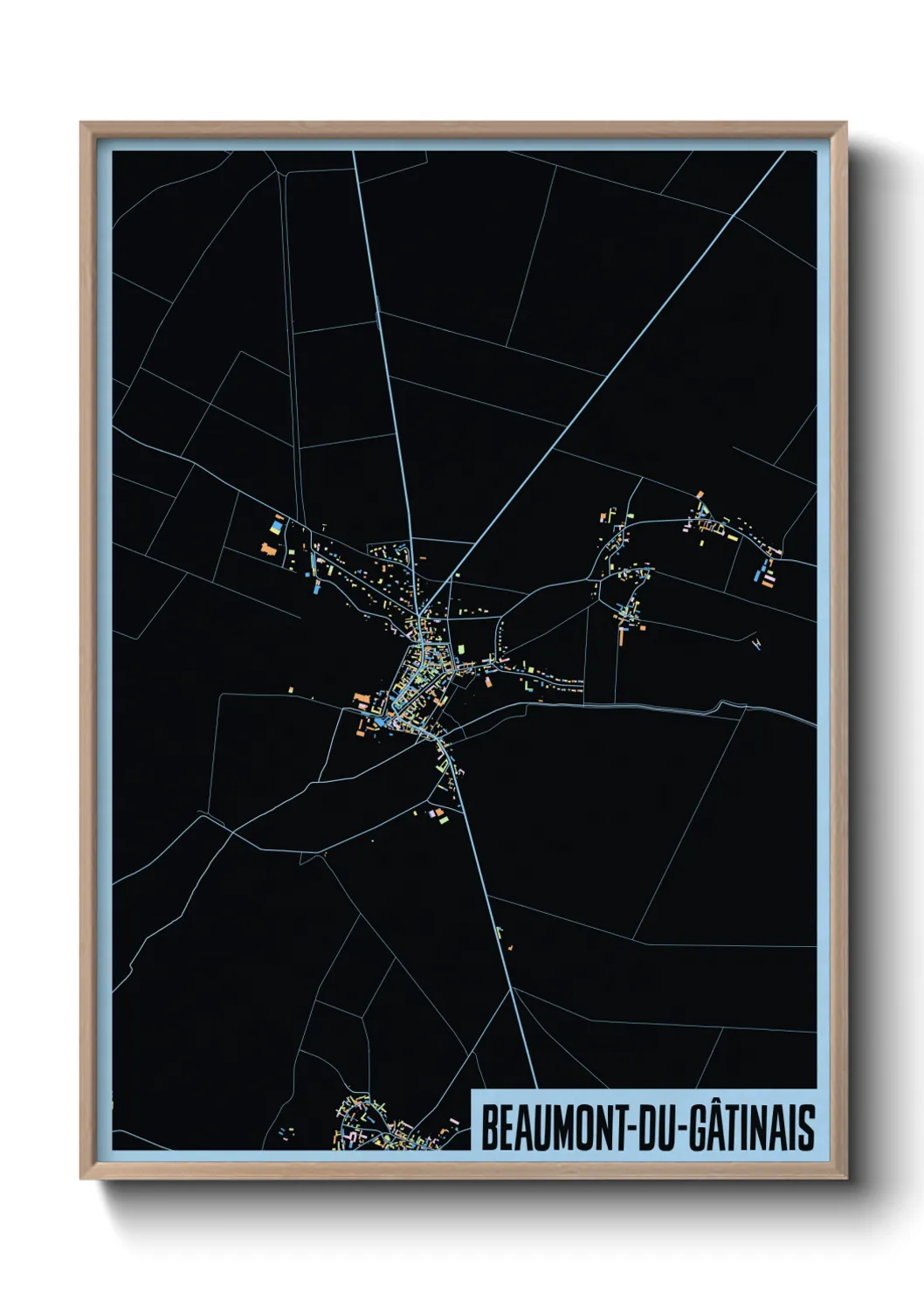 Une affiche de carte sur Beaumont-du-Gâtinais