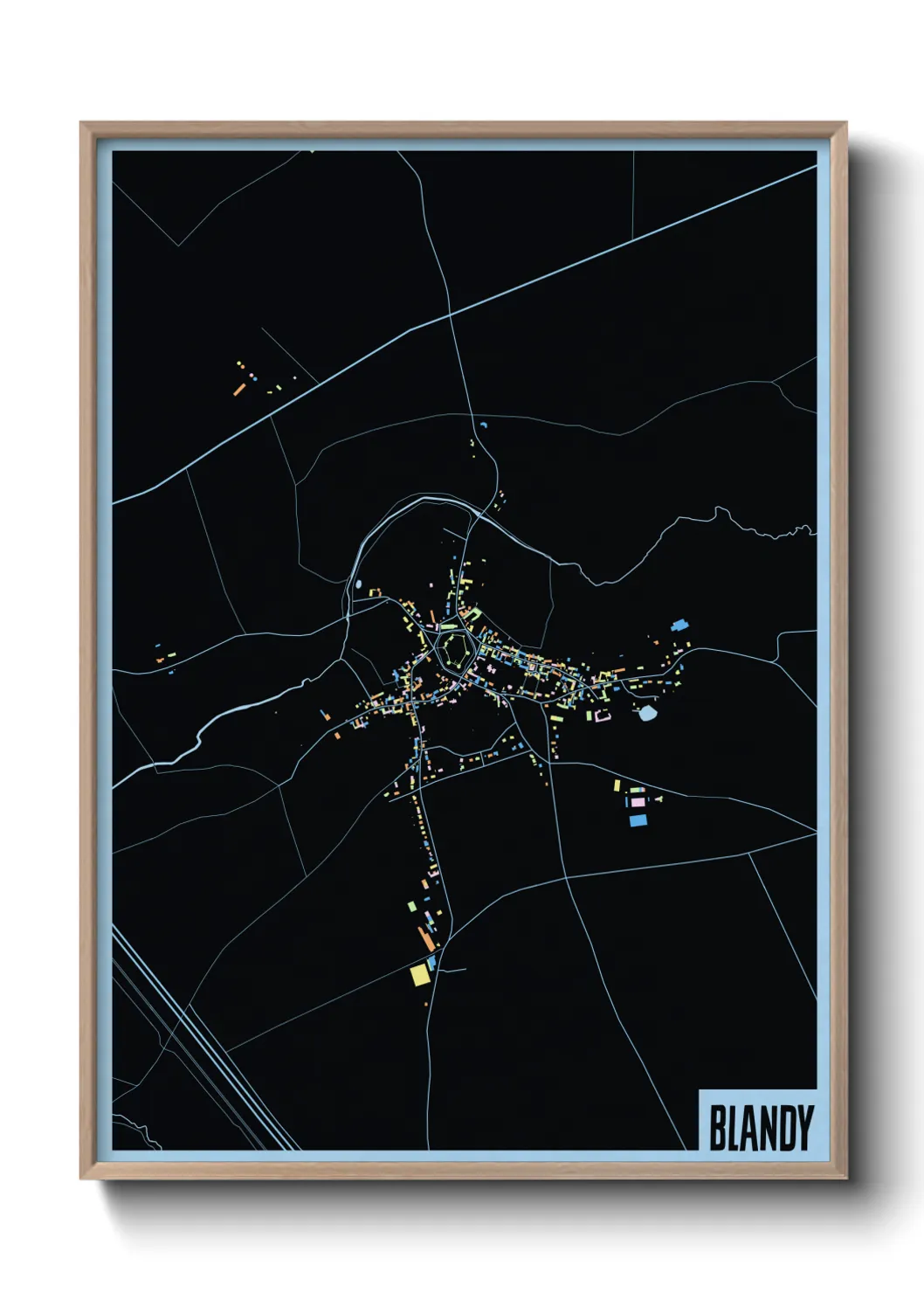 Une affiche de carte sur Blandy