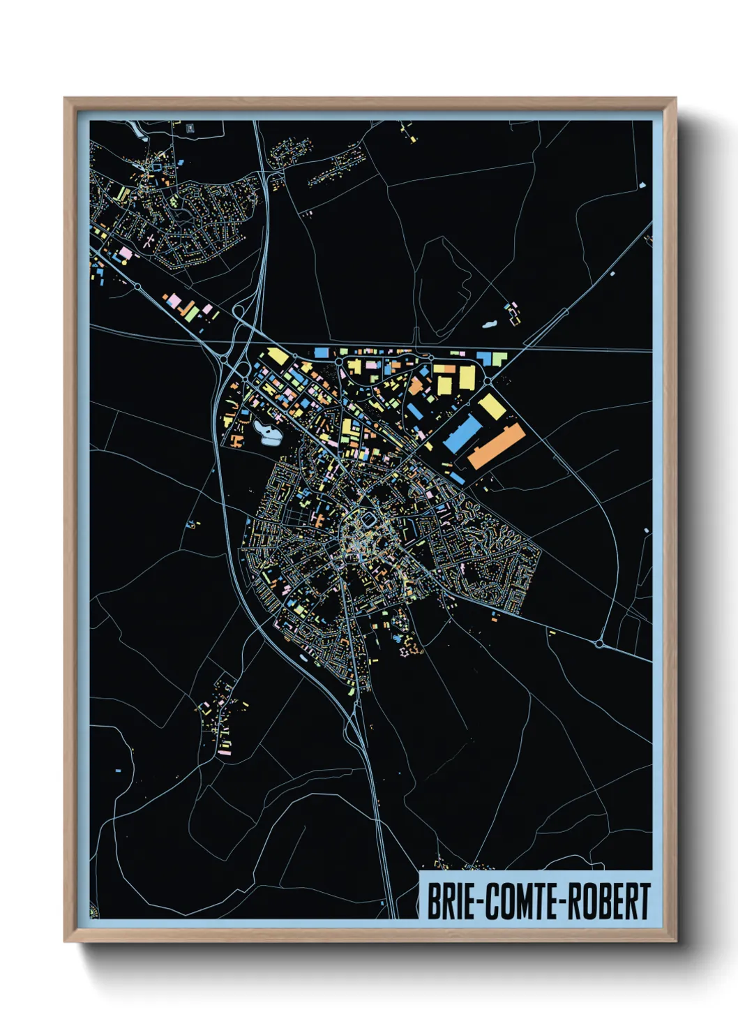 Une affiche de carte sur Brie-Comte-Robert