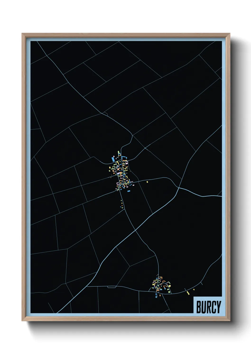 Une affiche de carte sur Burcy