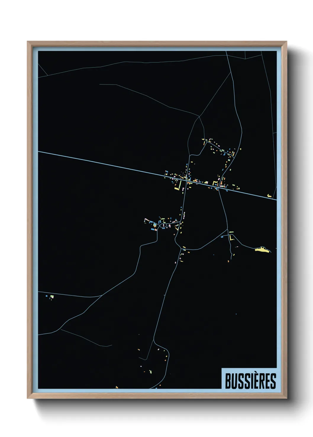Une affiche de carte sur Bussières