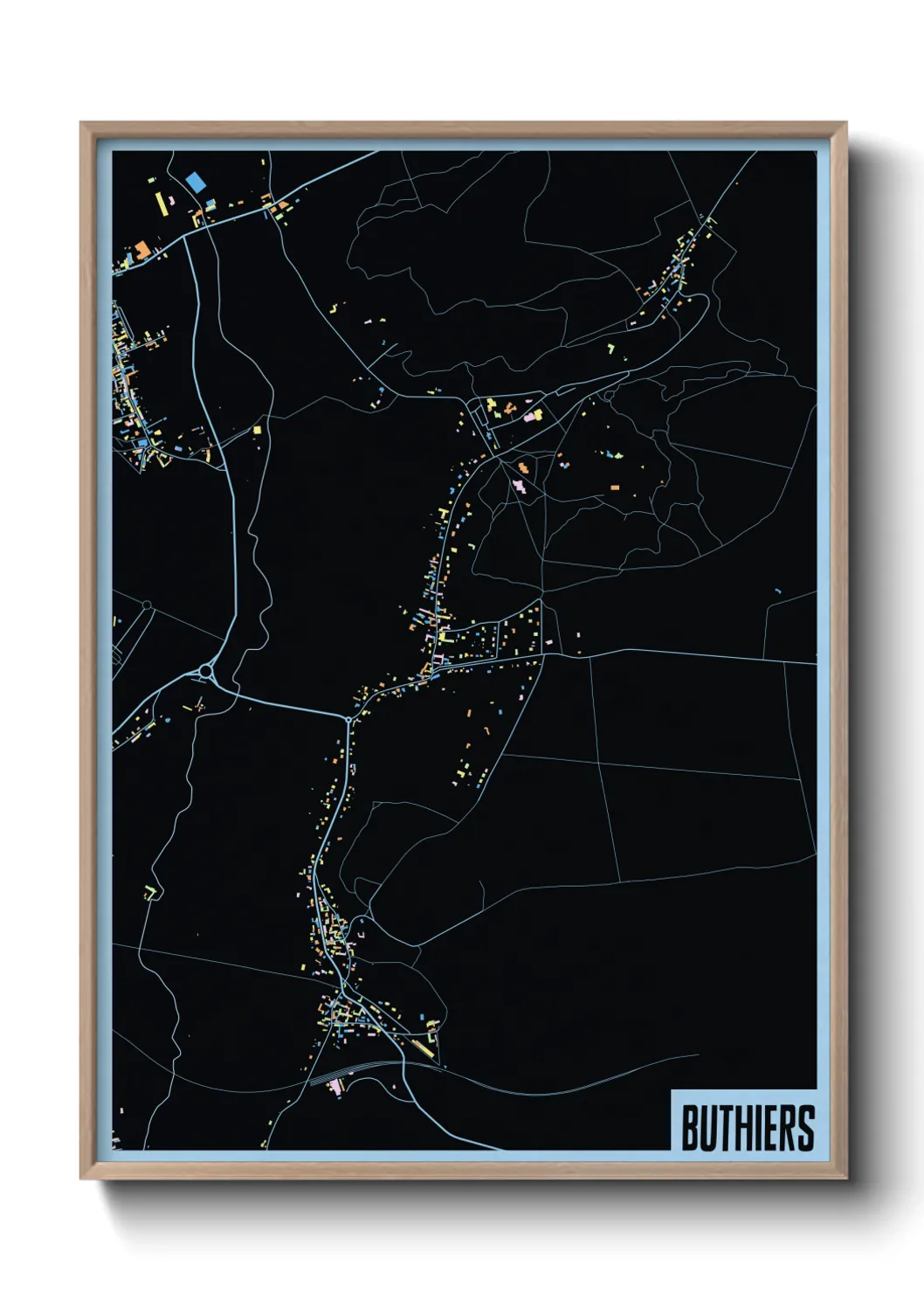 Une affiche de carte sur Buthiers